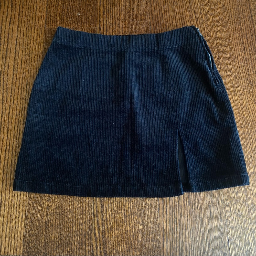 Black Corduroy Mini Skirt